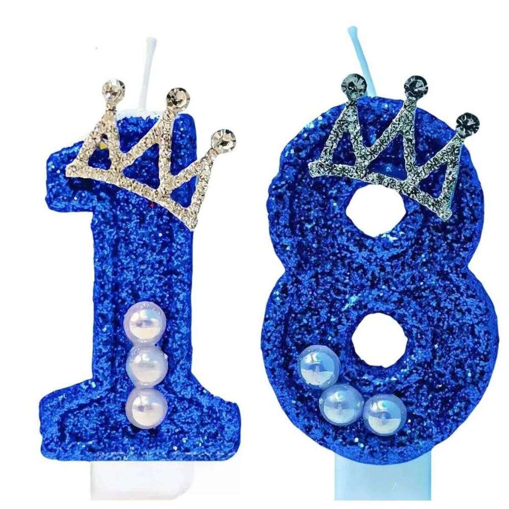 Digital Birthday Candles 0 to 9 Blue Crown Premium Atmosphere Party Supplies S260204