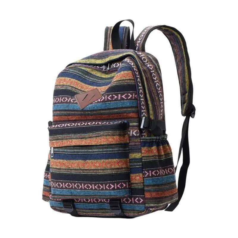 X5XA Spacious Backpack Ethnic School Canvas Book Bag For Easy Organization Z260202