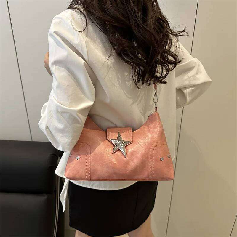Punk Style Star Design Women Hobos Shoulder Bags Casual Y2k Cool Hot Girls Pu Crossbody Bag Commuter Female Phone Handbags Purse C260204