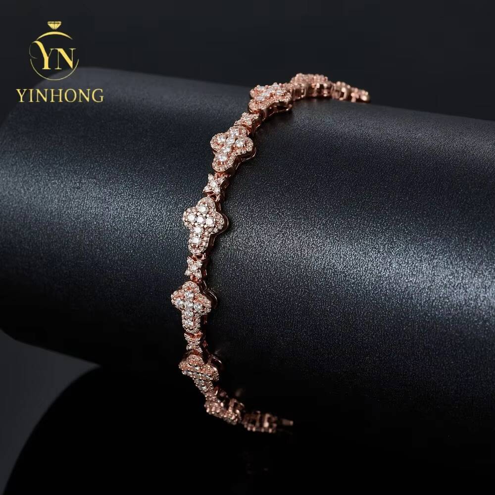 Fine Jewelry Hot Selling Gra Certificate Vvs Moissanite Gold Silver Cross Bracelet for Women Fine Chain Link Jewelry
