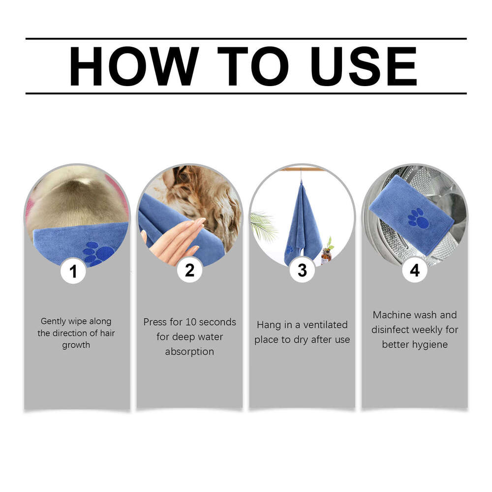 EelJoy Microfiber Absorbent Towel Soft Durable Quick Dry Pet Grooming Care S260203