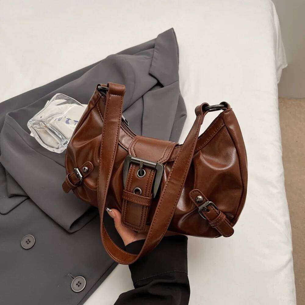 Y2K Retro Pleated Hobo Shoulder Women Hot Selling Maillard Style Underarm Bag Clutch Handbags for Travel Work Shopping C2602044