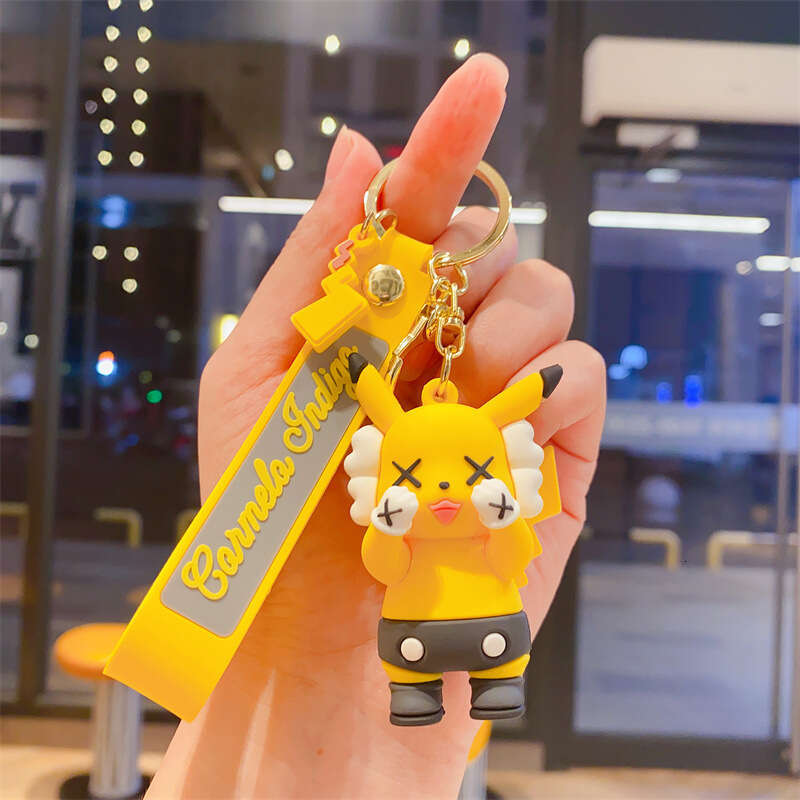 Cute Cartoon Sesame Street Pikachu Silicone Keychain Backpack Car Creative Key Pendant Doll Gift Wholesale L260203