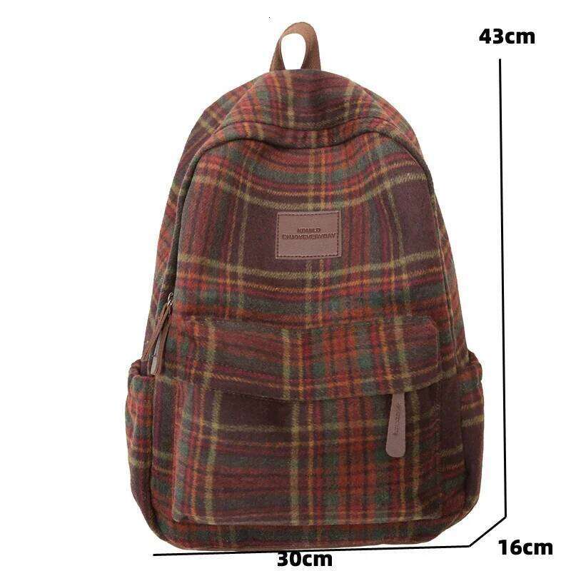 New Fashion Plaid Woollen Women Backpack Student Book Bag Backpacks for Teenage Girls School Bags Large Capacity Travel Rucksack Z260202
