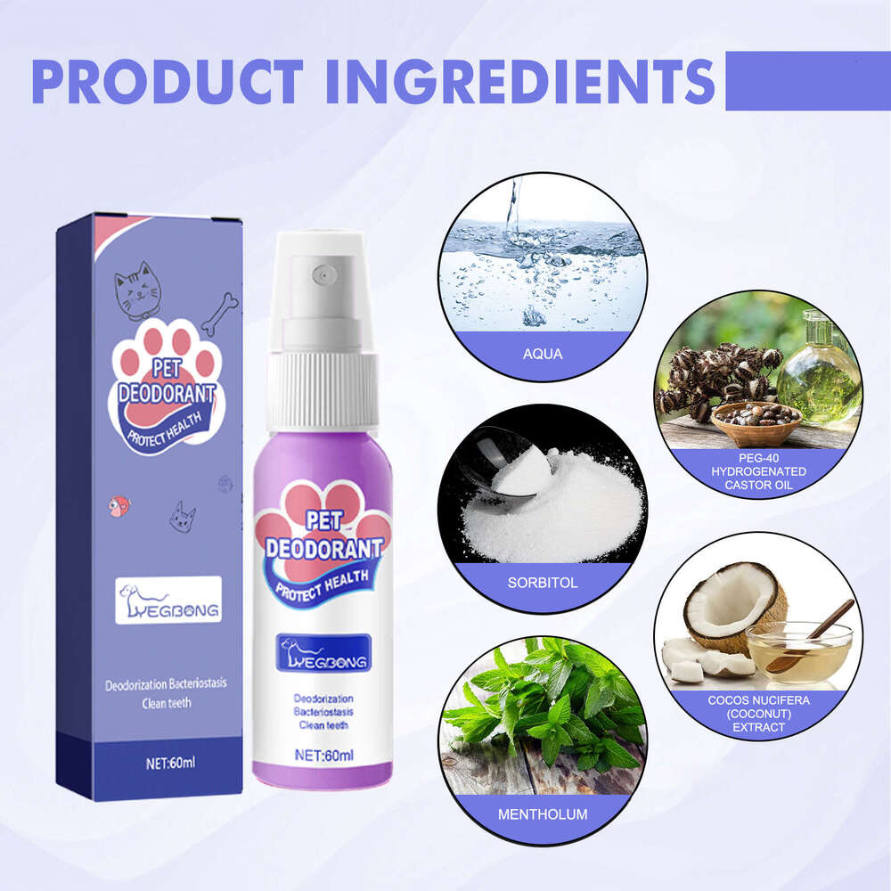 Yegbong Dog Bad Pet Oral Cleaning Cat Deodorization Odor Removal Fresh Breath Spray S260203