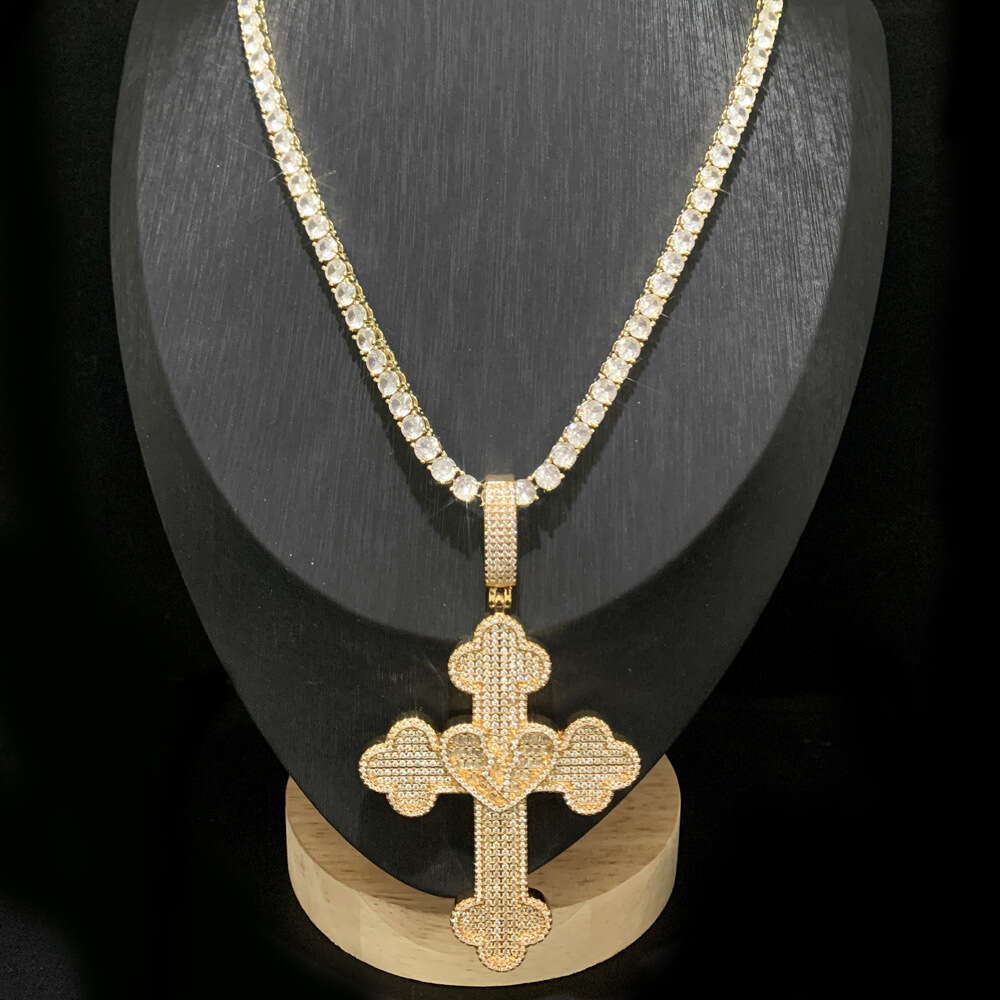 Hiphop Fashion New Cloud Cross Pendant 5mm Tennis Chain Necklace Set Trend