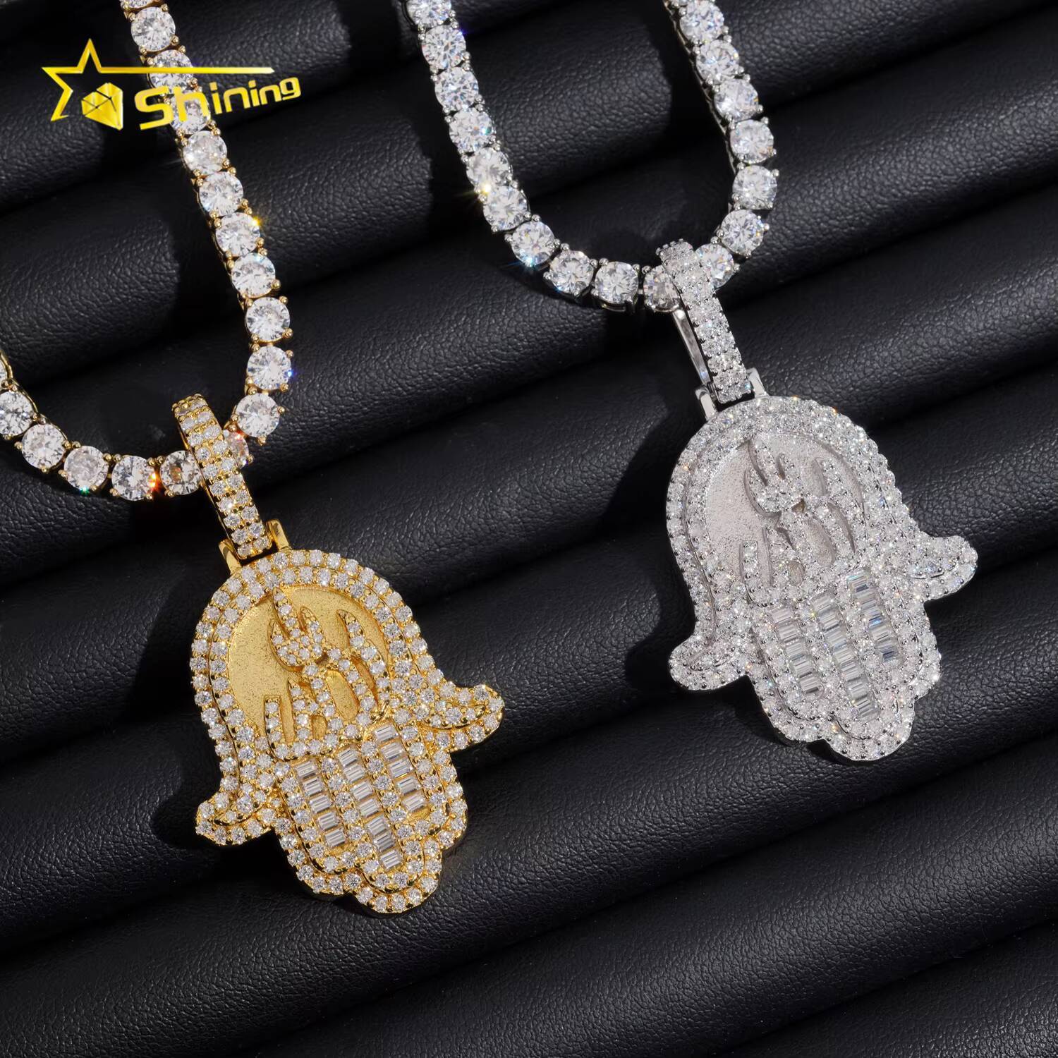 Men Jewelry Pass Diamond Tester 14K 18K Gold Plated 925 Silver Hamsa Iced Out VVS Moissanite Pendant Hip Hop Pendant