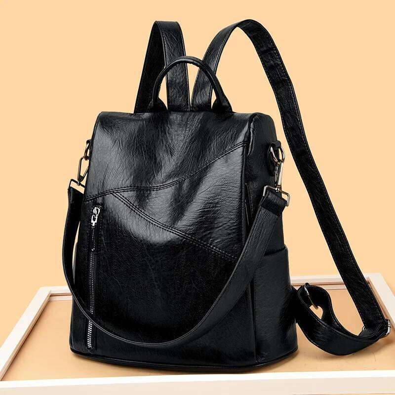 2024 New Women's Anti theft Backpack Large Capacity Female Single Shoulder Bag High Quality Soft Leather School Student Bookpack Z260202