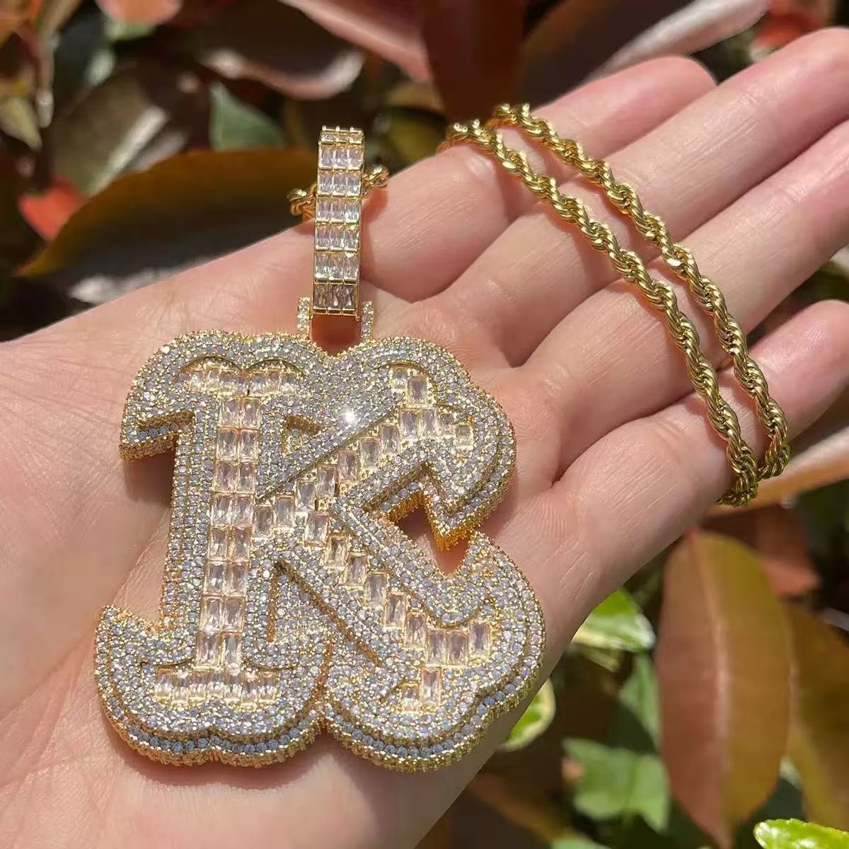 Big Size 26 Letters Diamond Pendant Mens Hip Hop Jewelry 925 Sterling Silver VVS Baguette Moissanite Iced Out Initial Pendant