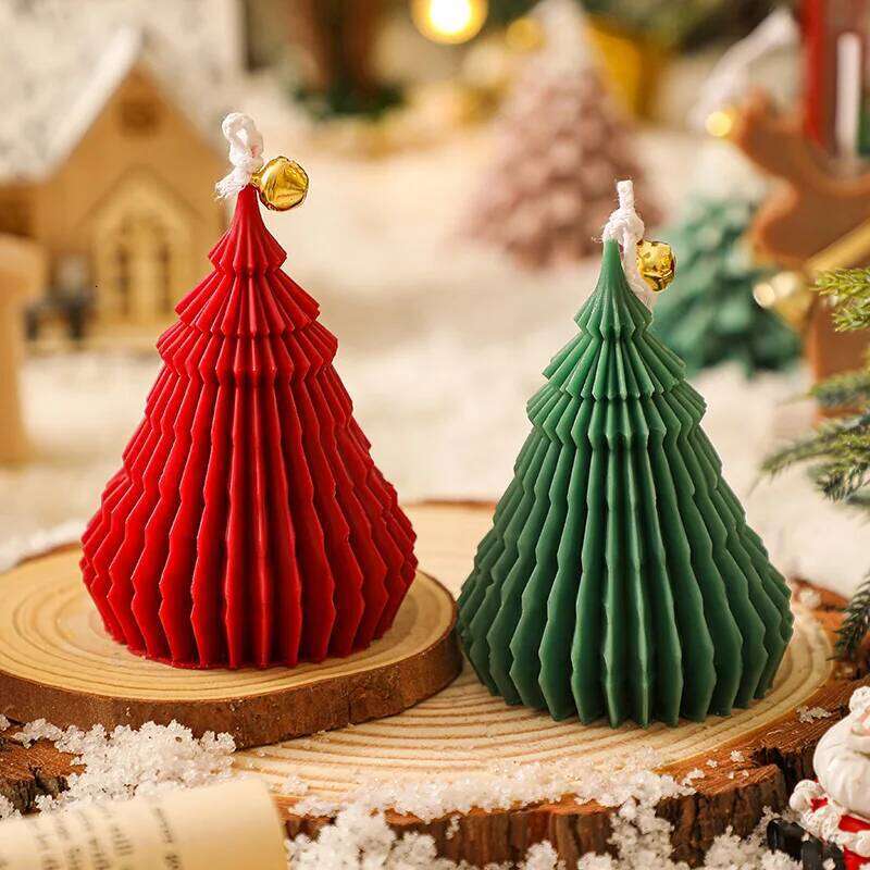 Red Green White Handcrafted Scented Candles, Party Christmas Tree Festival Souvenir, Table Light Fragrance Decoration S260204