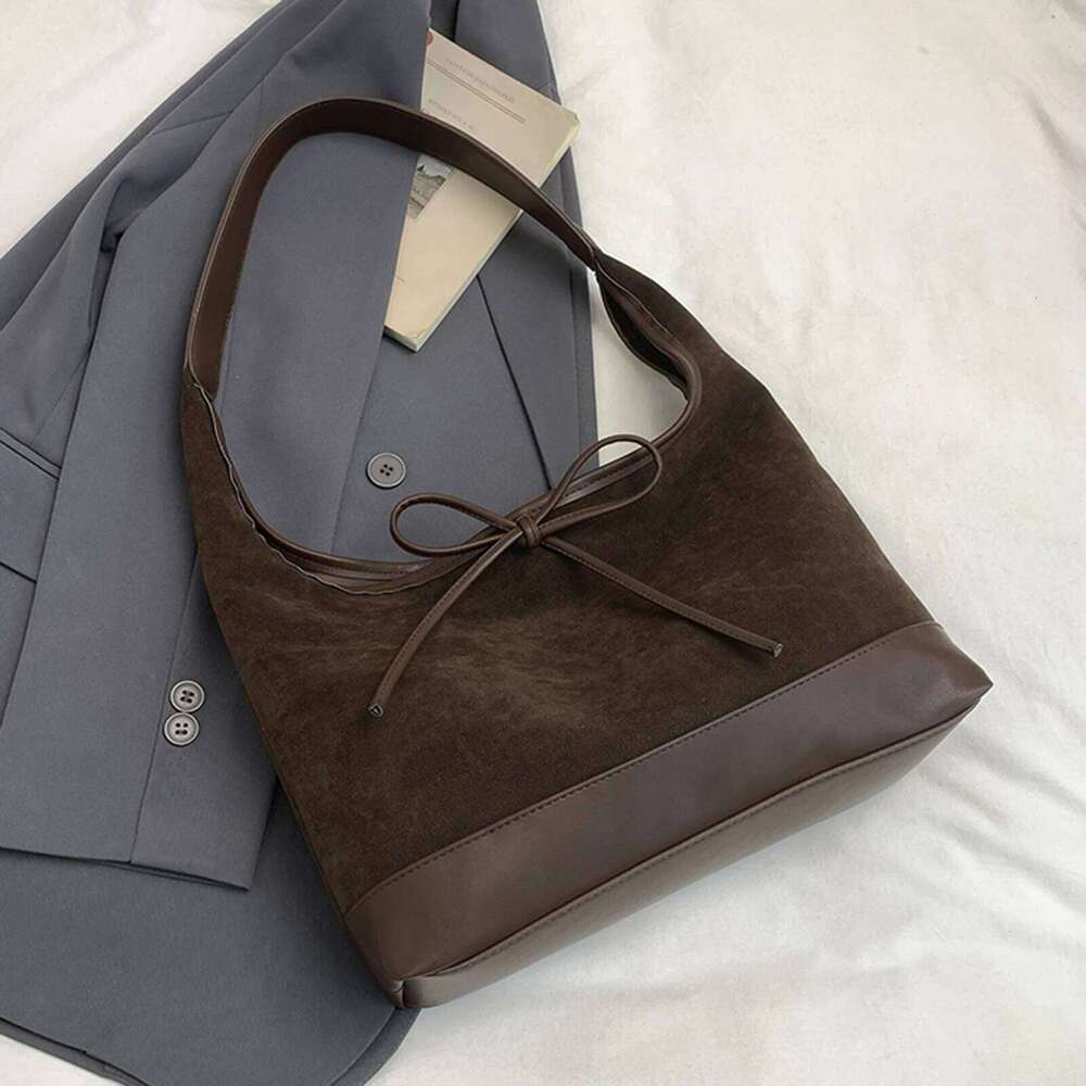 Bow Hobo Solid Colour Handbag Large Slouchy Shoulder Bag Lightweight for Women Work Everyday C260204