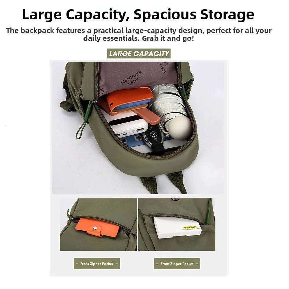 Portable Anti Theft Women Nylon Backpack Japanese Style Large Capacity Shoulder Bag Solid Color Student Schoolbag Travel Z260204