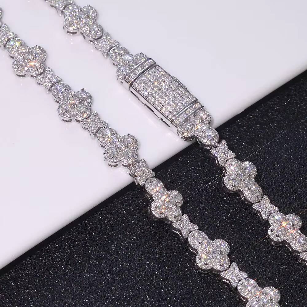 NUOYA Customizable 925 Sterling Silver Bracelet VVS Moissanite Gold Silver Cross Bracelet for Women Fine Chain Link Jewelry