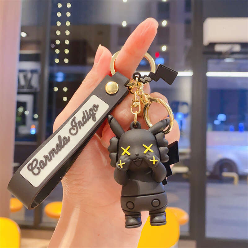 Cute Cartoon Sesame Street Pikachu Silicone Keychain Backpack Car Creative Key Pendant Doll Gift Wholesale L260203