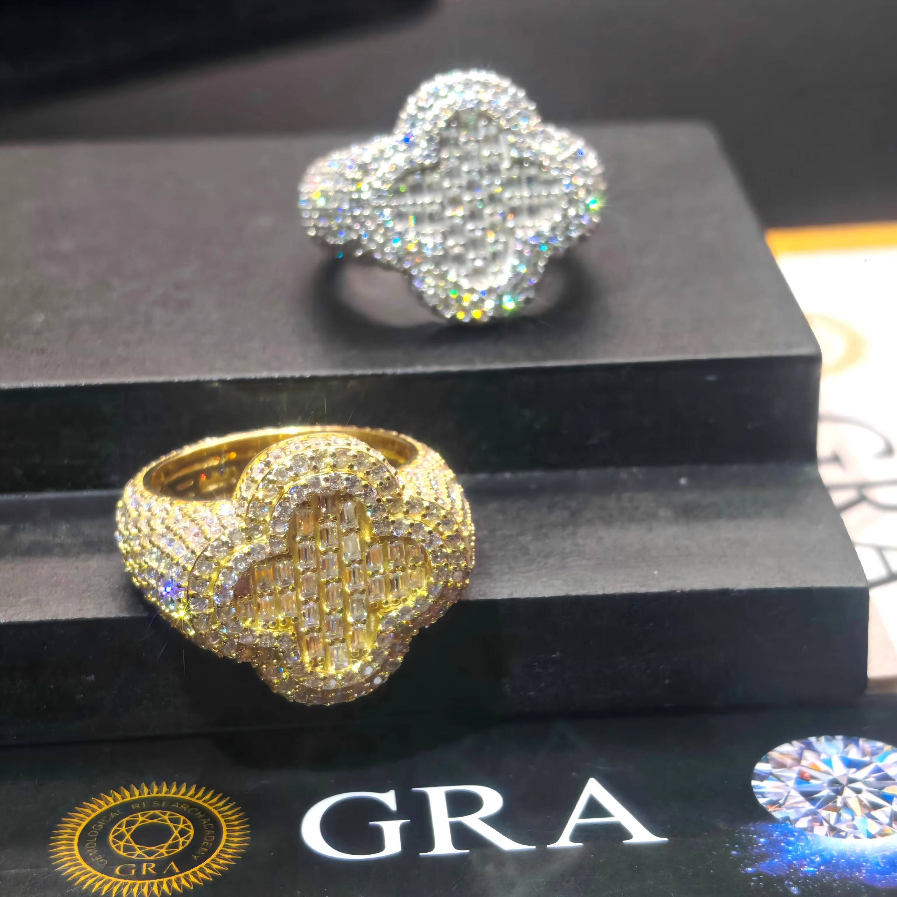 New Arrival USA Pass Test Moissanite Diamond Hip Hop Ring Iced Out Ring 925 Silver HIPHOP Moissanite Ring for Men