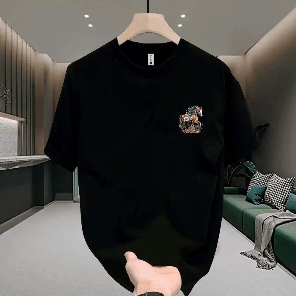 Free Shipping 2026 summer new printed design trend versatile casual men's short sleeved loose round neck T-shirt Large Size S-5XL