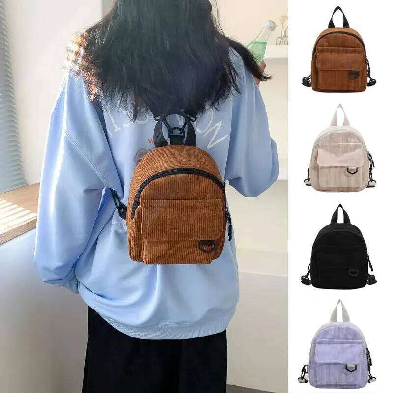 Travel Stylish Cute Commuting Makeup Bag Mini Women's Fashion Casual Corduroy Student Small Backpack Z260202