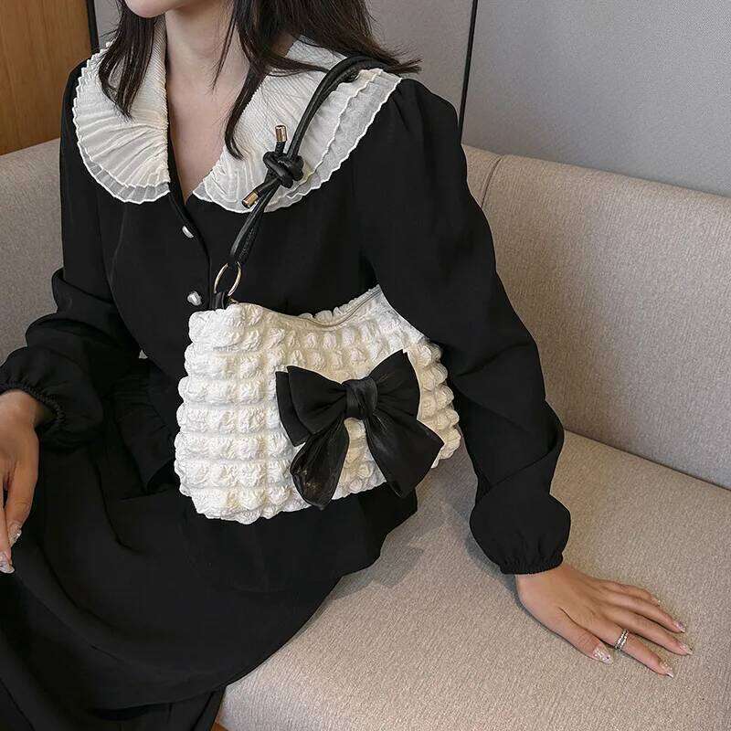 Fashion Shoulder Lovely Bow Tote Handbags Casual Under Arm Female Crossbody Bags Bowknot Purse Bag for Women C260204