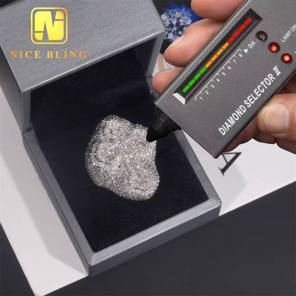 Luxury Rappers Style Diamond Tester Hip Hop Jewelry VVS Diamond Iced Out 925 Sterling Silver Cross Custom Moissanite Ring