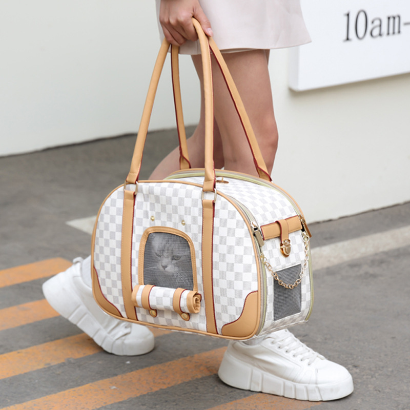 Women's PU Leather Handheld Pet Carrier Bag Large Space Breathable Multi-functional for Cats Dogs Outdoor Travel & Commute