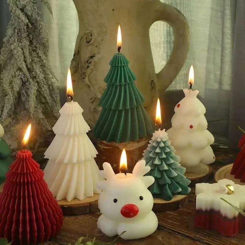 2026 8X5cm Christmas Tree Soy Wax Desktop Ornaments Home Decoration Creative Souvenirs Cyclone Shape Aromatherapy Candles Gifts S260204