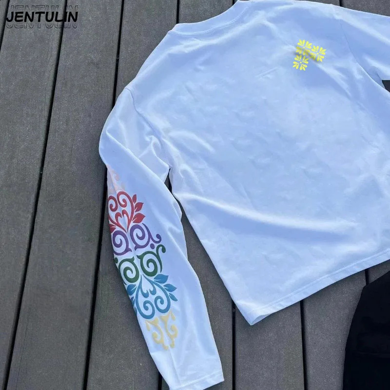 High Quality Mens Korean Style Comfortable Breathable Round Neck Long Sleeved T-shirt Summer Fashion Printed Outdoor Top 260118