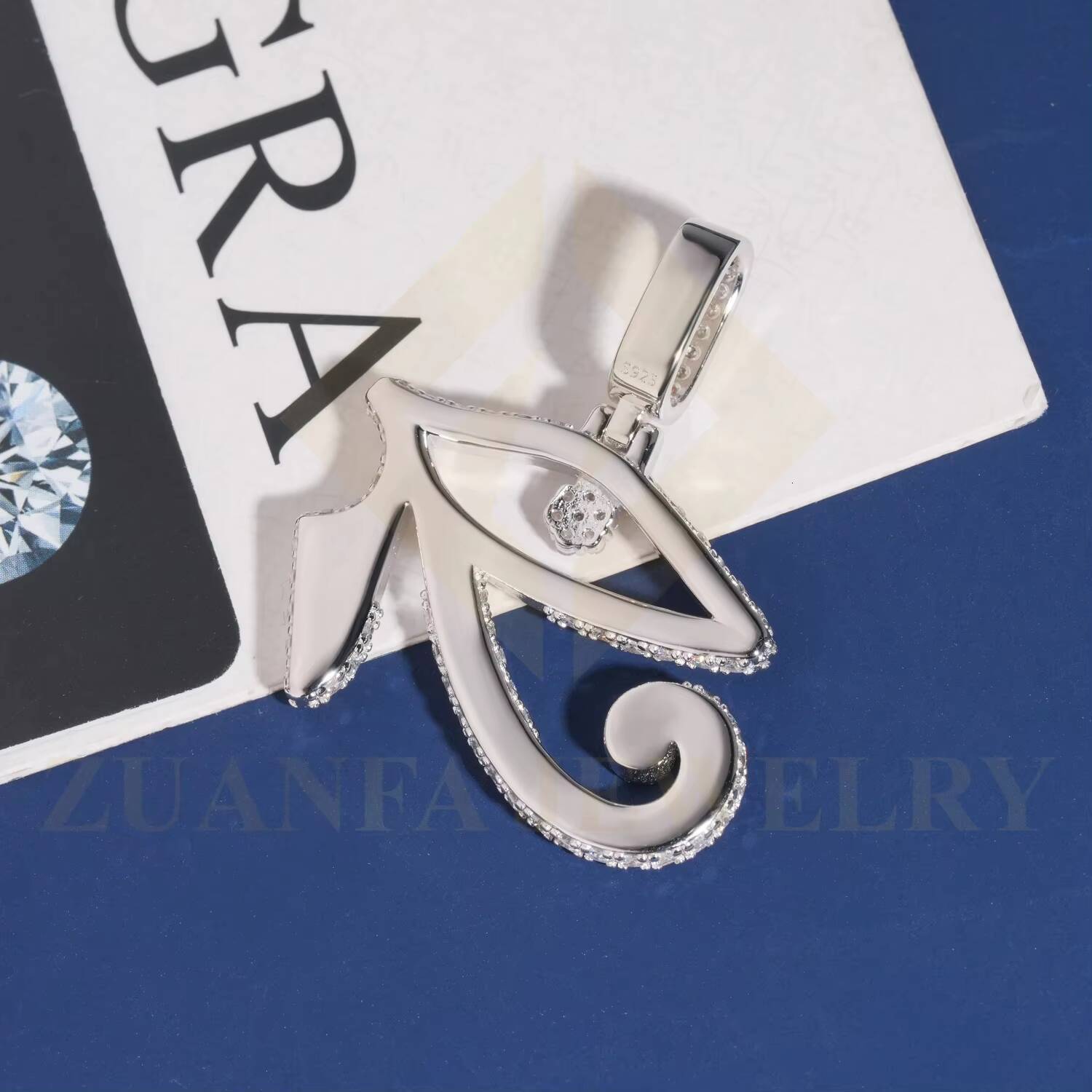 RTS Eyes Pendant Moissanite 925 Silver White Gold Plated Iced Out Pendant Ready To Ship Fine Jewelry