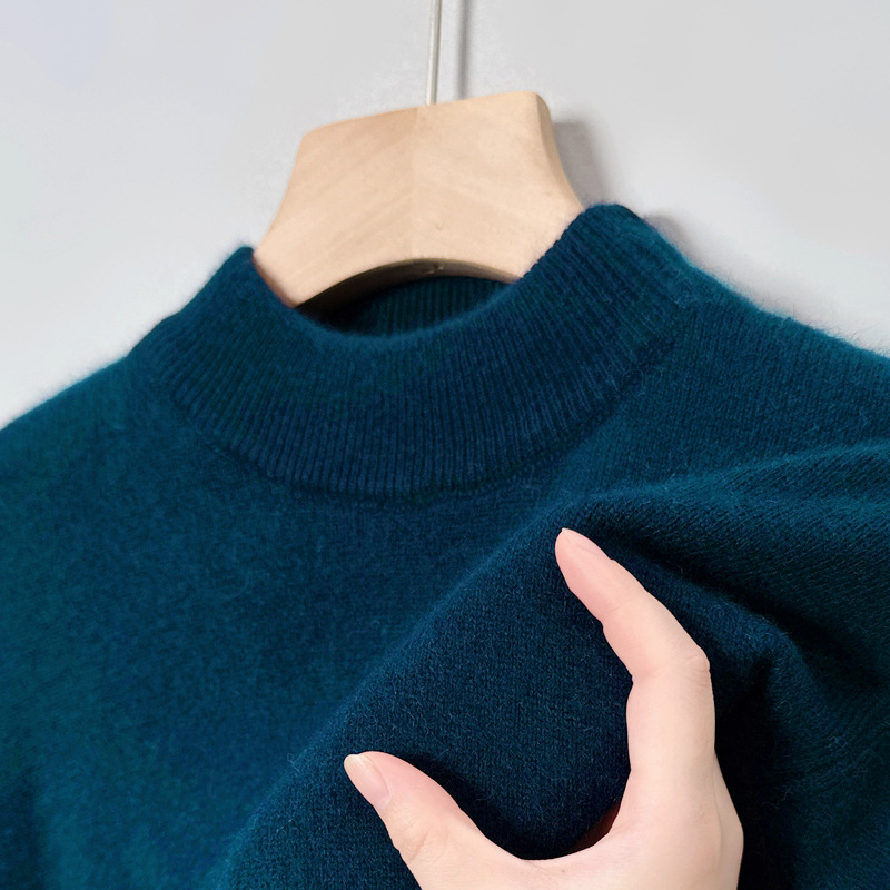 Premium 2026 Men's Cashmere Blend Mock Neck Sweater, Autumn Essential Layering Top, Long Sleeve Casual Knit for Everyday - view 4