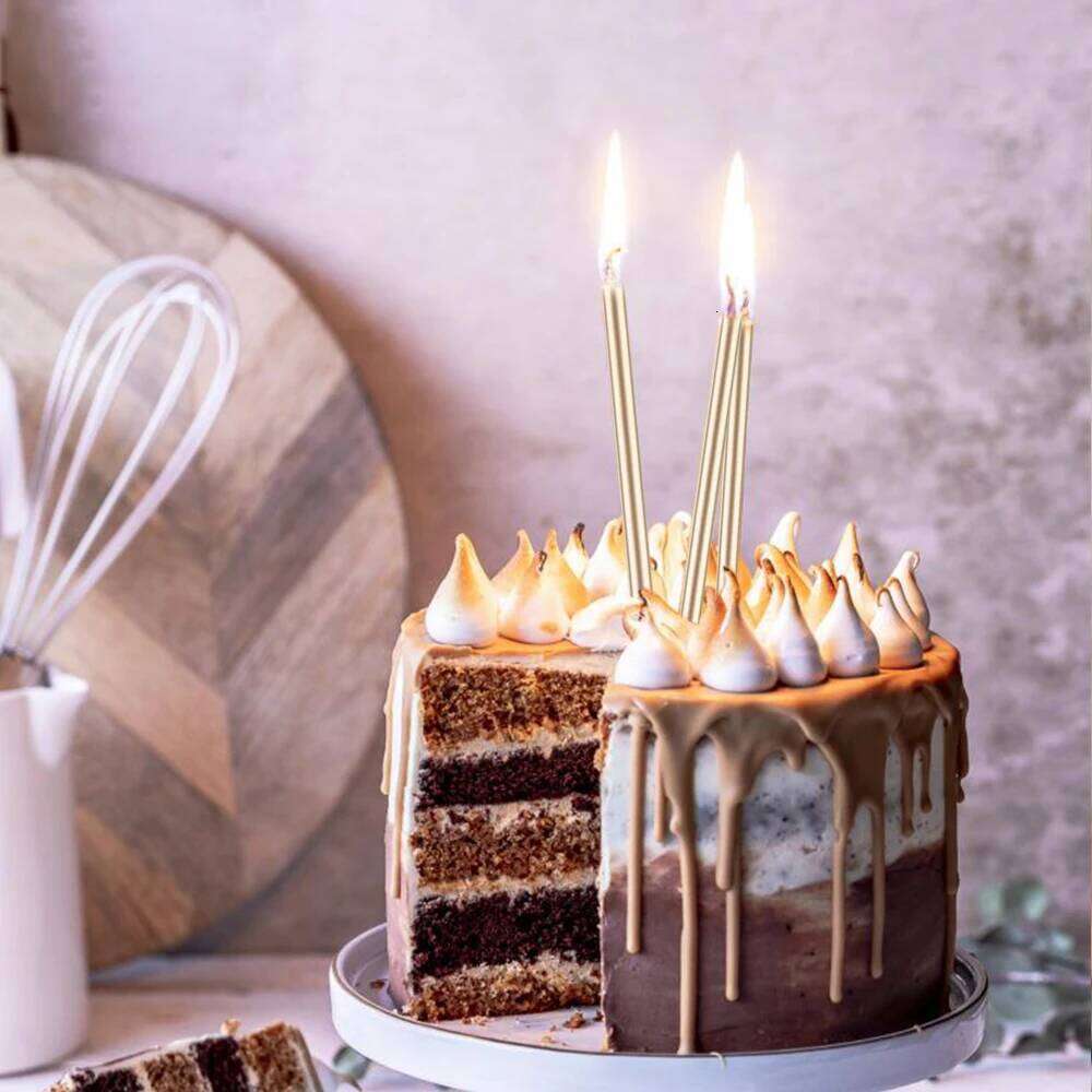 24Pcs/12PCS Champagne Gold Candles Topper for Birthday Wedding Party DIY Supply Cake Decoration S260204