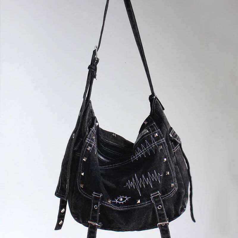 Y2k Aesthetic Trendy Grunge Denim Bag High-capacity Vintage All Match Women's Handbags Korean New Casual Shoulder Crossbody Bags C260204