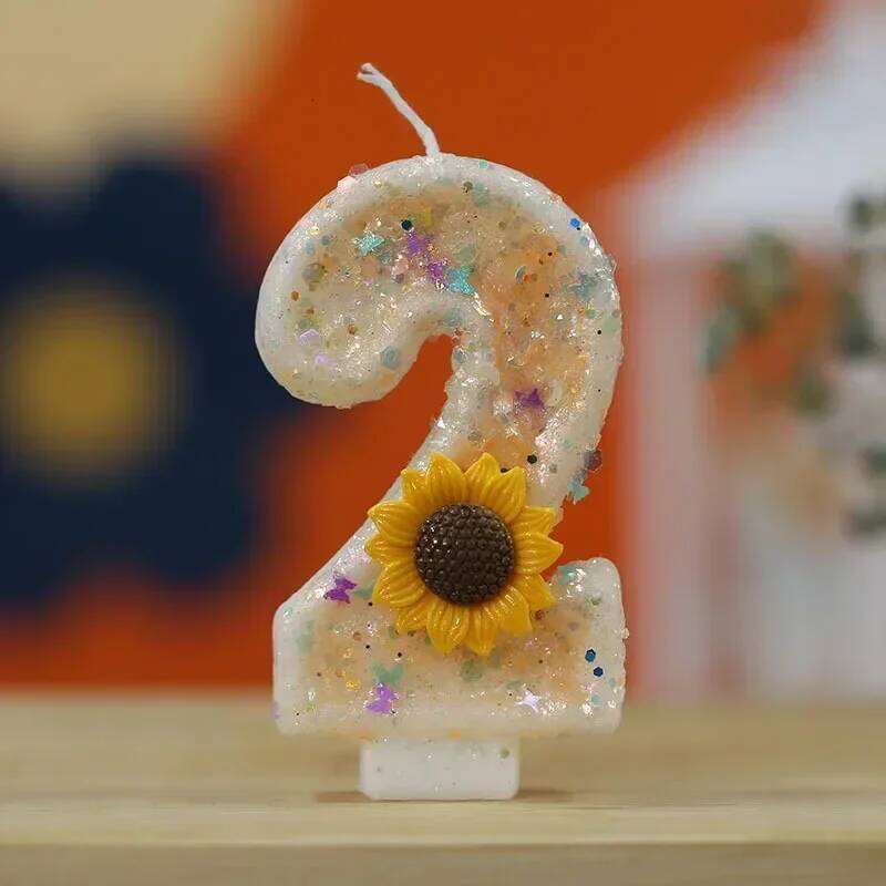 0-9 Number Cake Daisy Flower Atmosphere Candle Girl Birthday Party Decoration Sunflower S260204