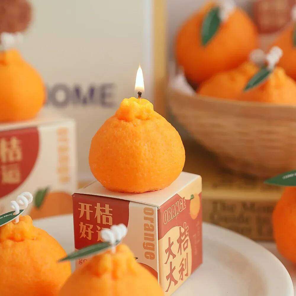 Tangerine Scented Candle DIY Souvenir Small Shoot Imitation Fruit Spring Festval Lucky New Year Gift S260204