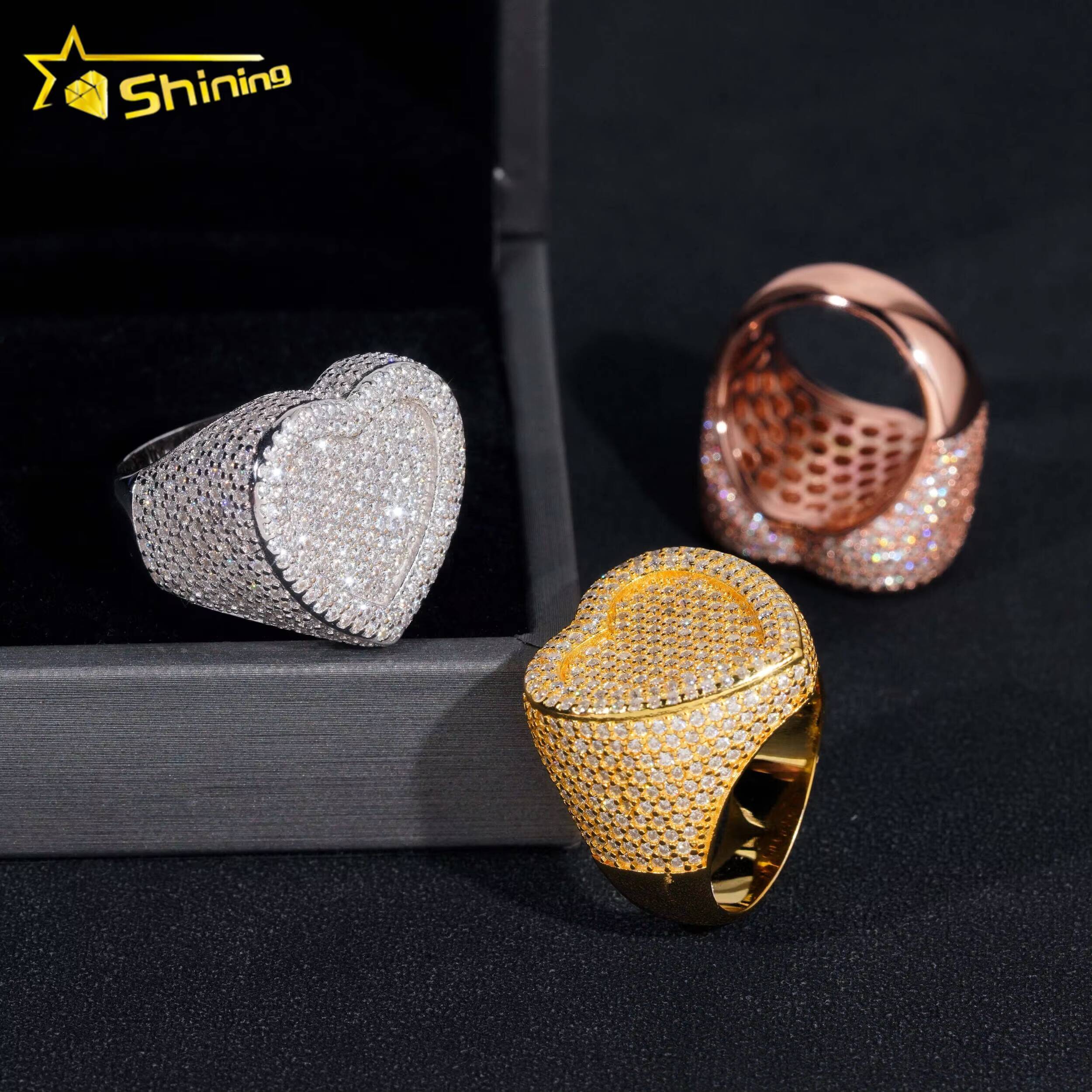 GRA Certificate 925 Sterling Silver Gold Plated Hip Hop Jewelry New Style Baguette VVS Diamond Moissanite Hip Hop Ring