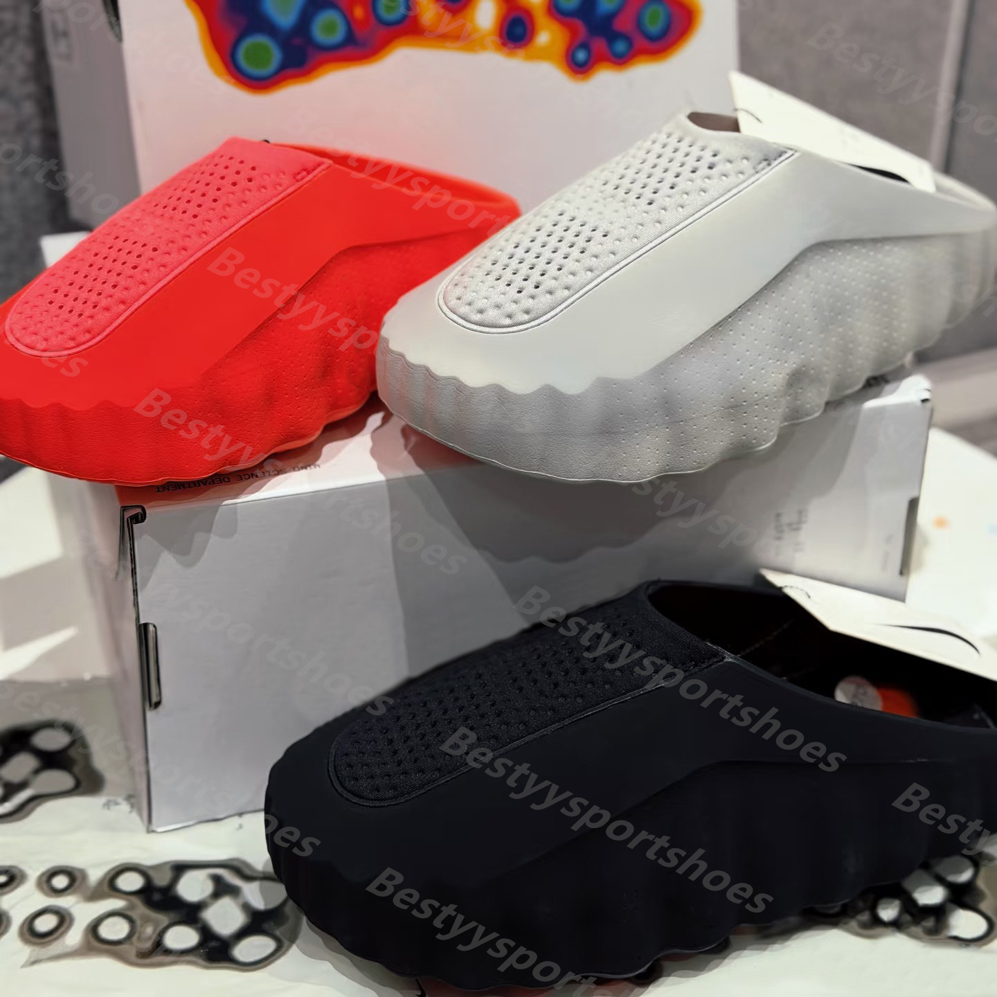 Desginer Mind 001 Slide Slides Mind001 Slippers Soft Rubber Tech Comfortable Sandals Mules Clog Black Red Bone Light Smoke Grey Men Women Summer Shoes