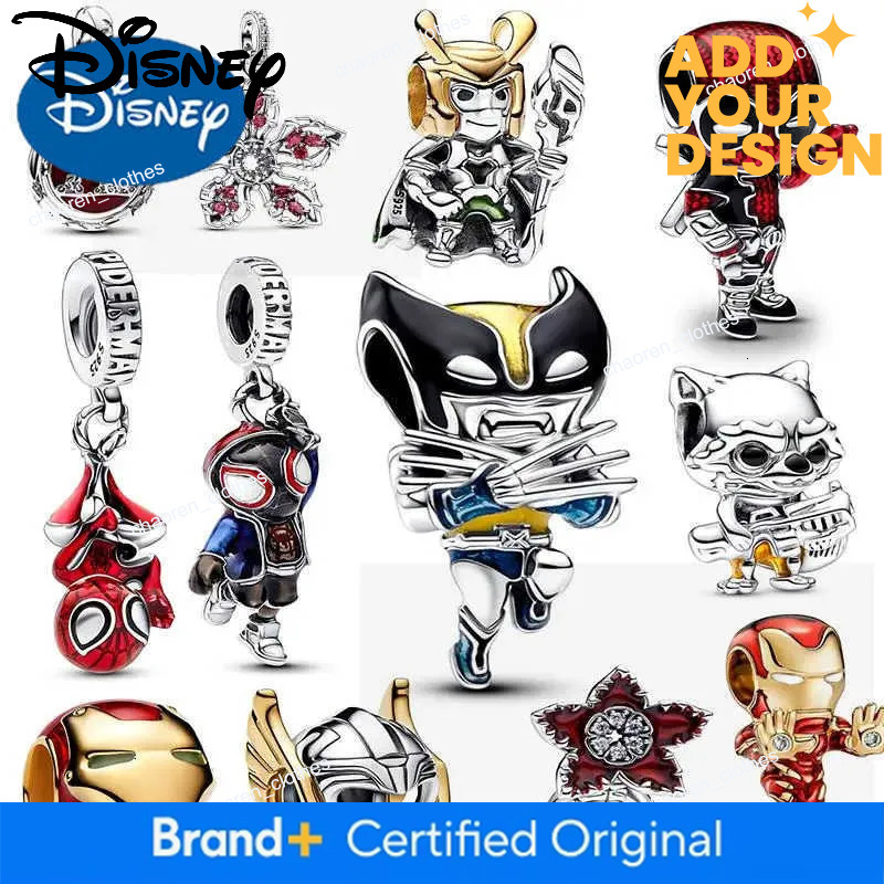 Designer jewelry Disney NEW Marvel Series Iron Man Spiderman Beads Fits Demogorgon Charm Original Bracelet Women luxury 925 Silver Pendant Jewelry Gif