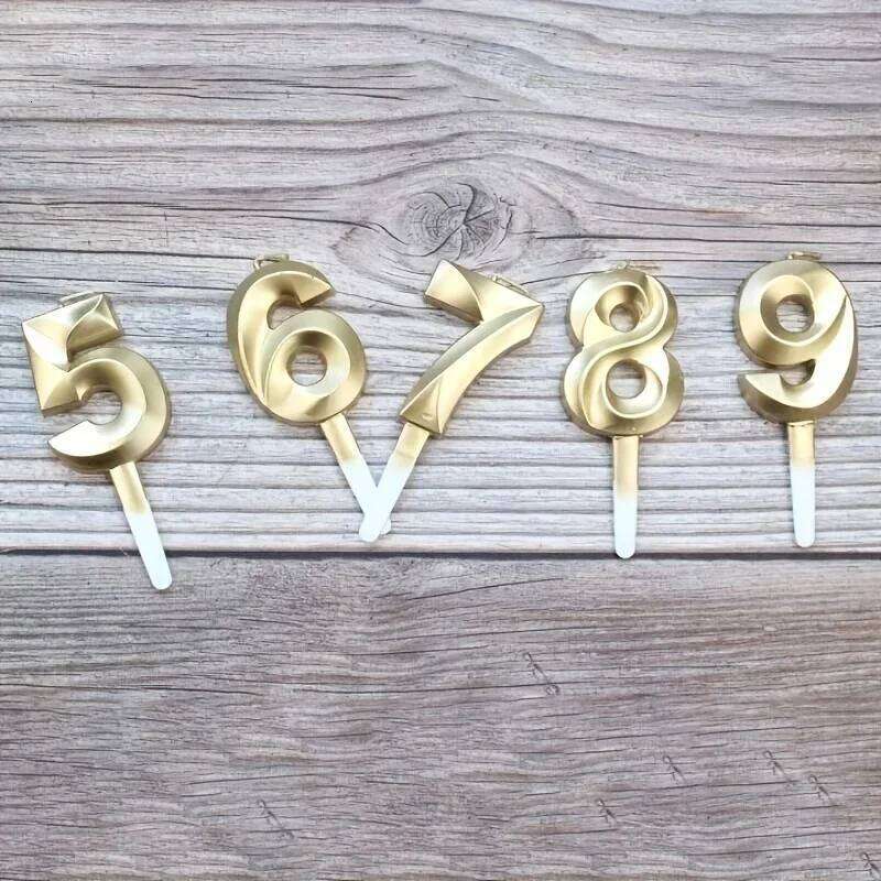 Creative Gold Diamond Number Large 3D Birthday Cake Topper Decoration Party Supplies Anniversary Celebration Age Candle S260204
