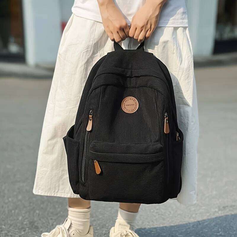 Women's Olive Green Corduroy Backpack Large Capacity Backpacks Casual Daypack Work Travel Ideal Gift for Students School Z260202