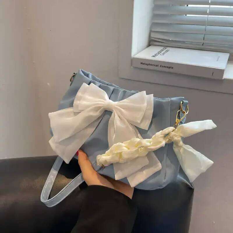 Women's Armpit Pack Butterfly Knot Decoration Single Shoulder Bags Niche Versatile Handheld Solid Small Square Bag C260204