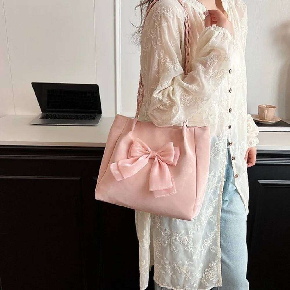 Portable Large Capacity Bow PU Fashion Women's Shoulder Soft Crossbody Bag Casual Wear C260204