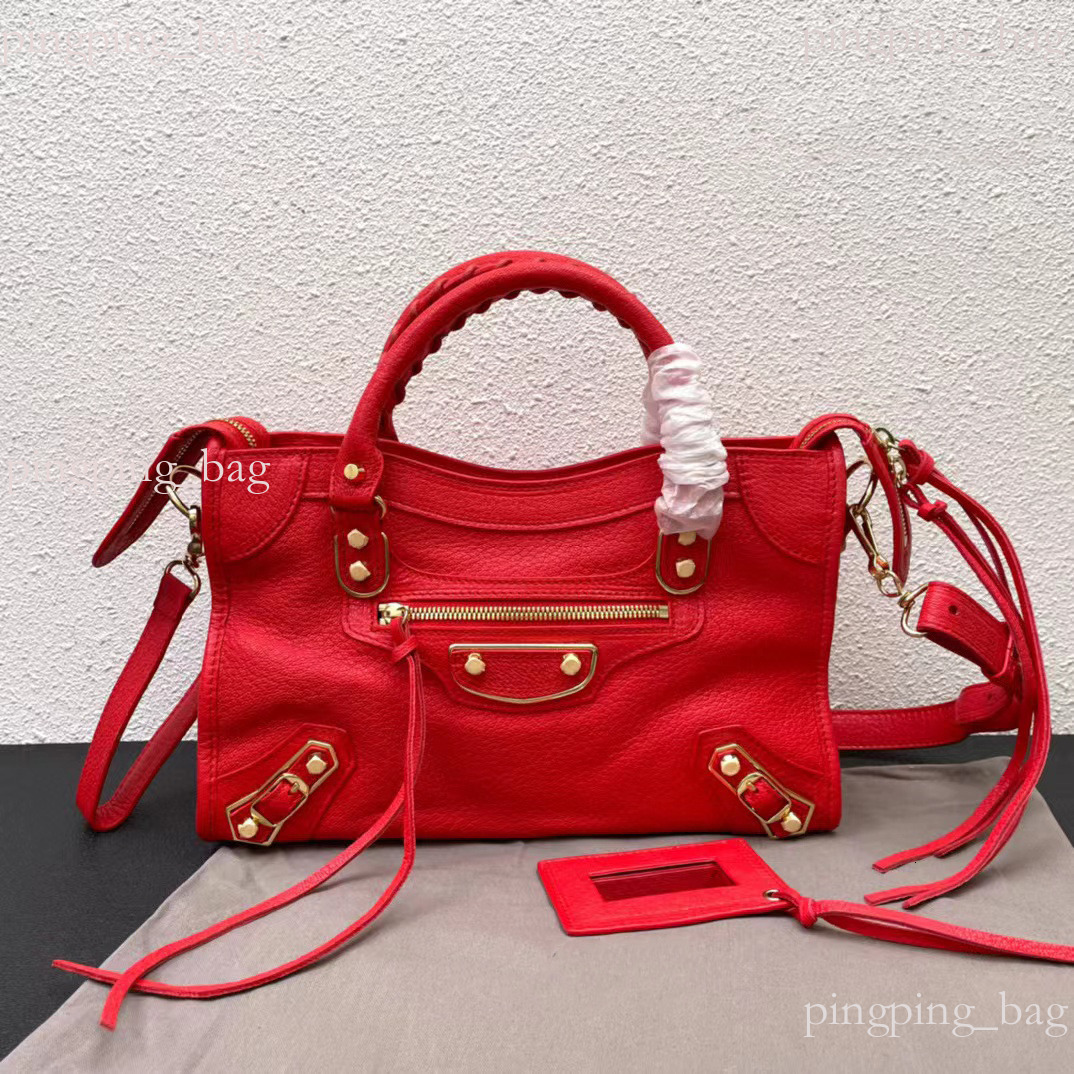 Luxury Designerbaleniaga city bag Tote Bags Women Handbag Crossbody Motorcycle Bag Goat Skin Leather Fashion Trend Ladies Handle Tote with Cosmetic Mirror 23 20b