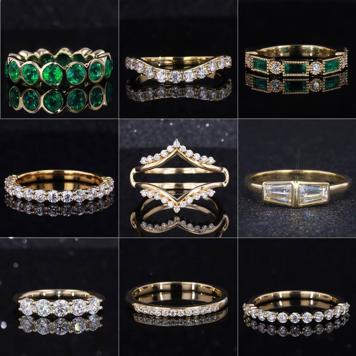Fashion Jewelry 10k 14k 18k Yellow Gold Wedding Band Rings Full Eternity Lab Grown Moissanite Stone Diamond Jewelry