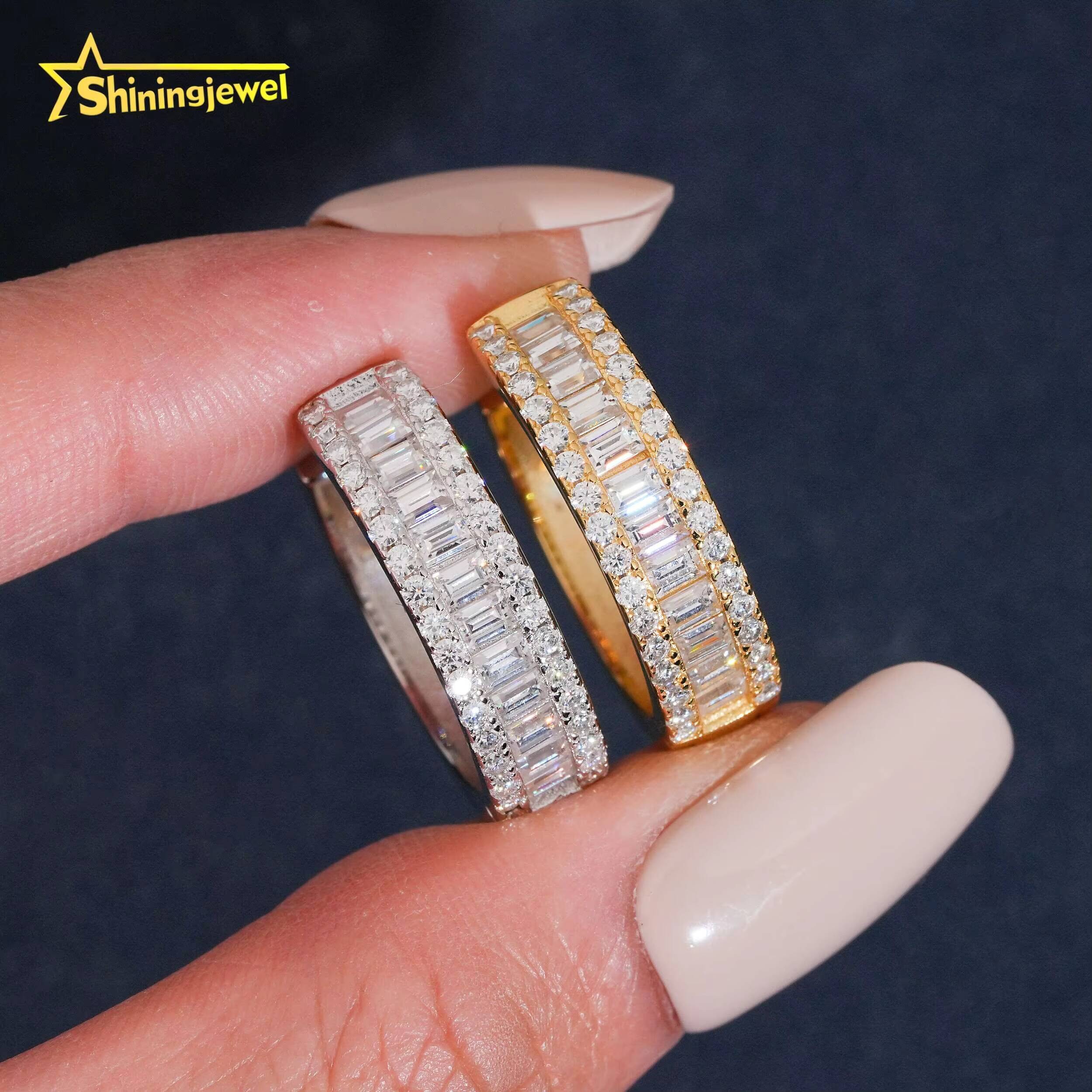 GRA Certificate Iced Out Baguette Moissanite Hoop Earrings 925 Sterling Silver Hip Hop Women Fine Earrings