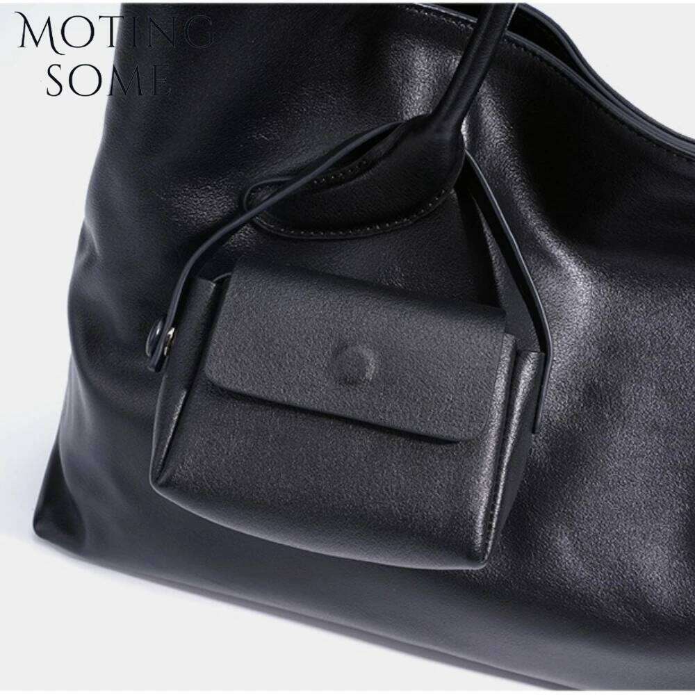 Motingsome Oversized Natural Leather Woman Bags 2025 New Fashion Handbag and Purses Large Capacity Commuter Bag Casual Tote C260204