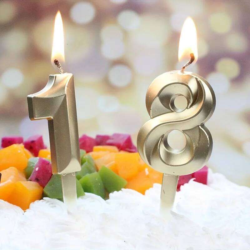 Creative Gold Diamond Number Large 3D Birthday Cake Topper Decoration Party Supplies Anniversary Celebration Age Candle S260204