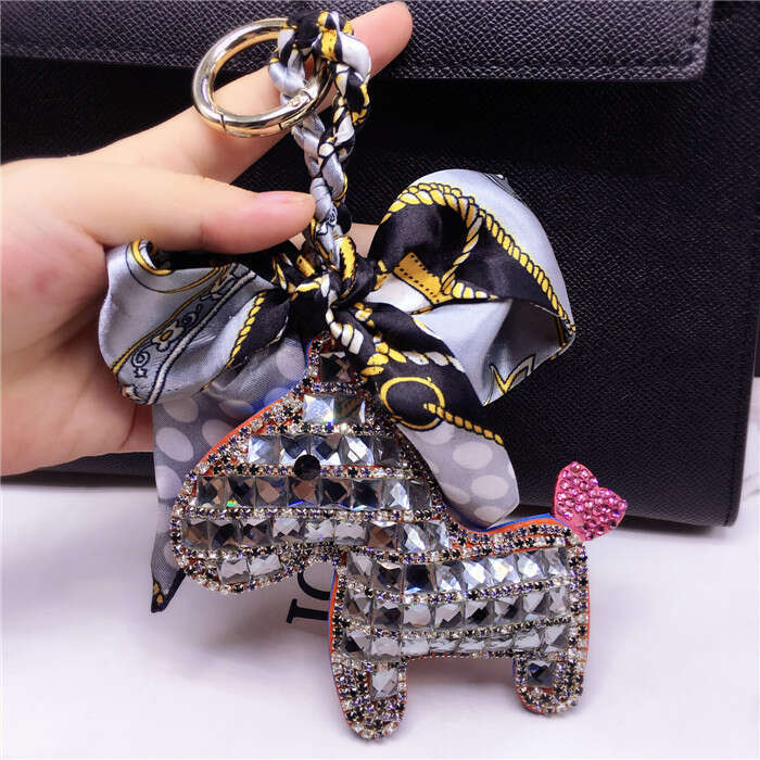 Fashion Rhinestone Pony Pendant Scarf Decoration Women's Bag Keychain Backpack Ornament