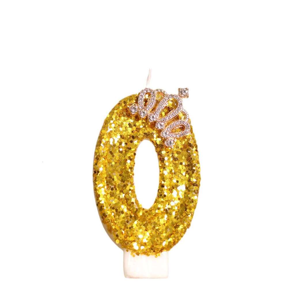 Digital Birthday Cake Crown Three-dimensional Gold Large Candle S260204