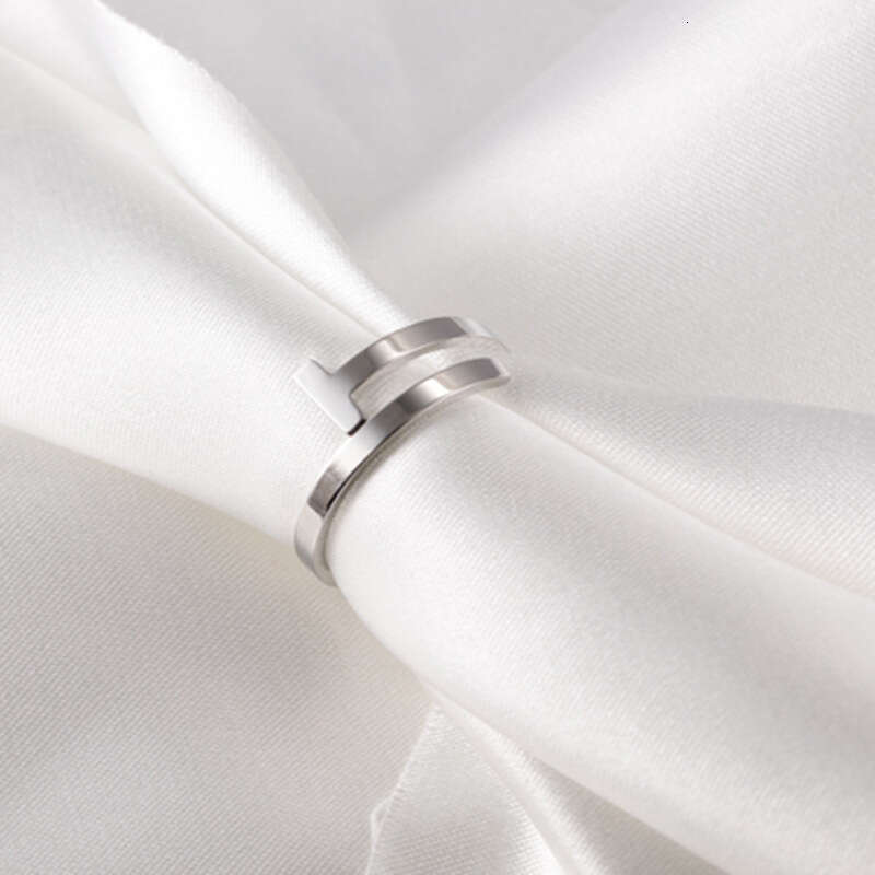 T Letter Adjustable Stainless Rose Gold Titanium Steel Ring Open Rin Unisex Jewelry