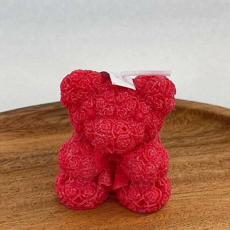 1PC Rose Bear Scented 3 ColorsRed/Pink/Cream | Home Decoration Birthday Gift, Advanced Atmosphere Fragrance Candle S260204