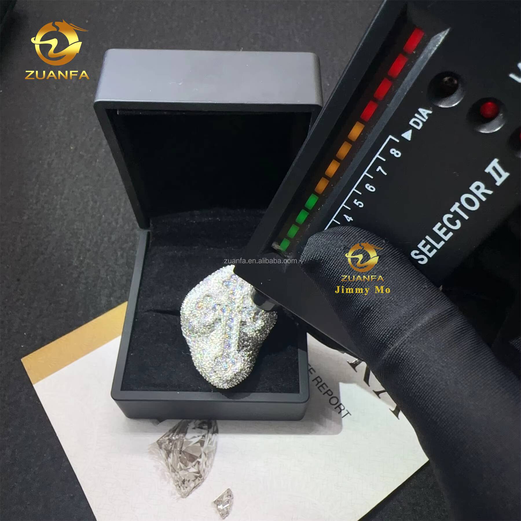 New Arrivals Bulk Stock Prong Setting High Quality Silver With Moissanite Diamond Hip Hop Iced Out Man Cross Ring With GRA
