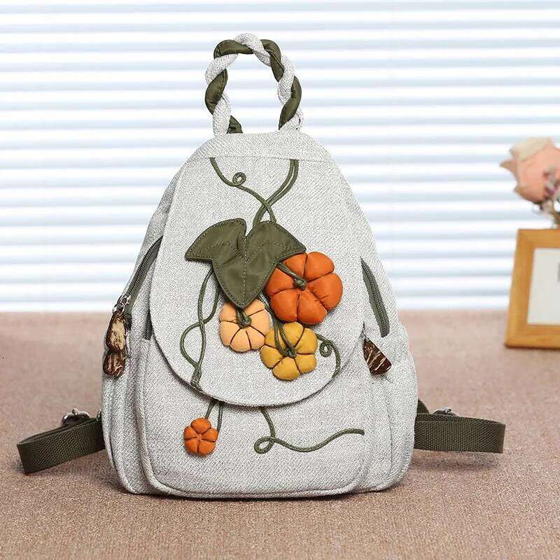 3D Pumpkin Pattern Women Travel High Quality Luxury Linen Female Fashion Prettry Style Girls Daypack Backpack Z260202
